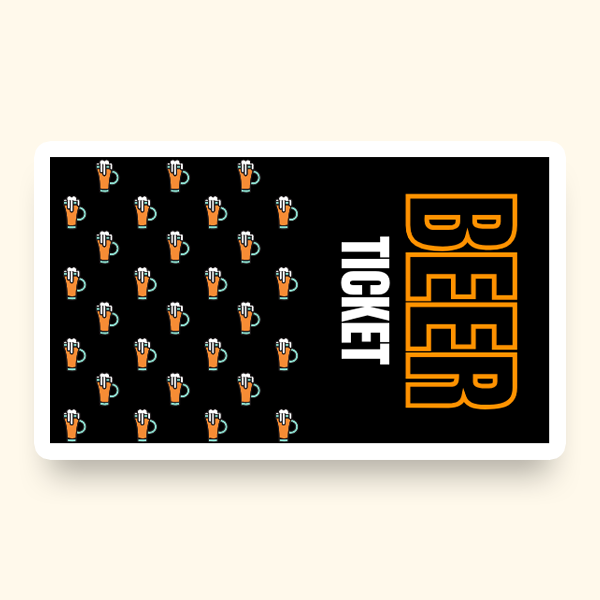 A collection of beer mugs and the words 'Beer Ticket' printed on a pre-designed ticket.