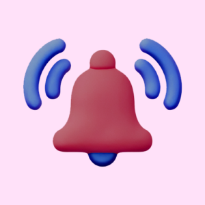 An illustration of a red and blue bell icon.
