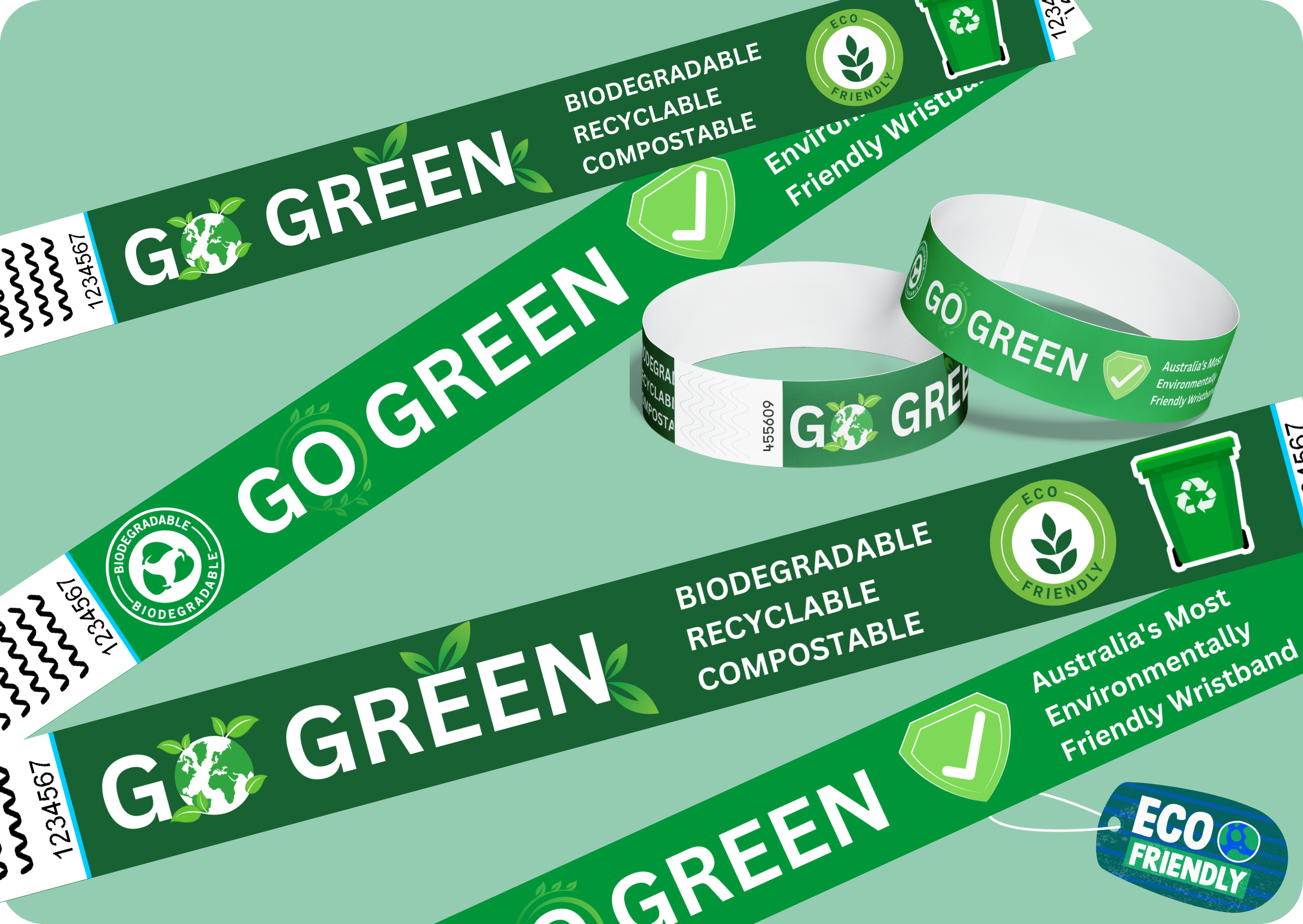 Go Green Biodegradable wristbands.
